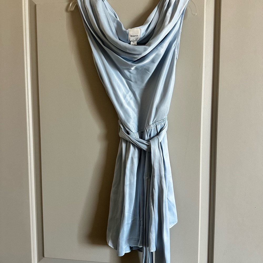 Maeve Powder Blue Satin Slip Dress